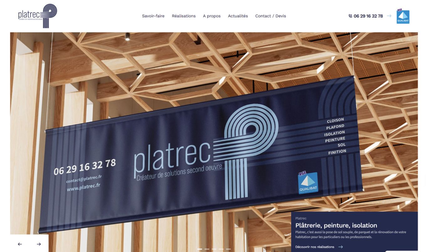 WordPress version responsive PC pour Platrec