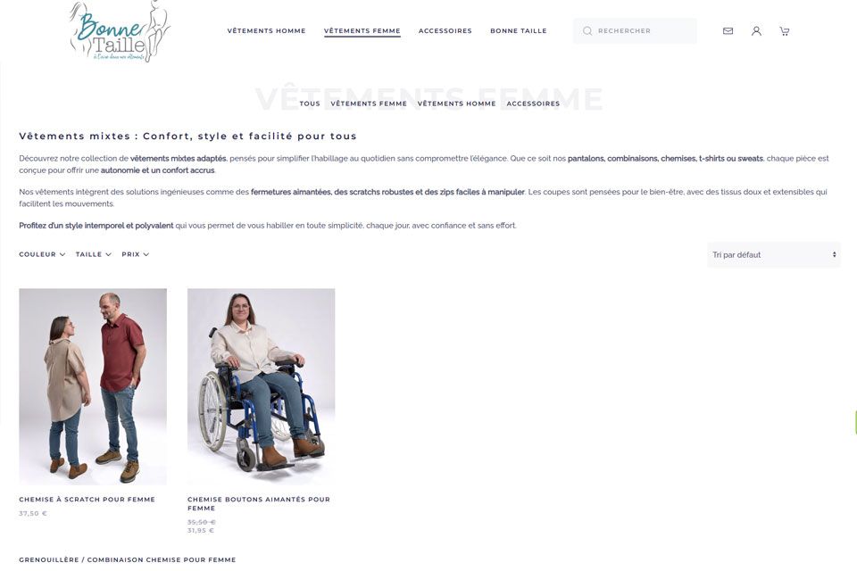 Exemple N°2 de page WordPress pour Bonne Taille