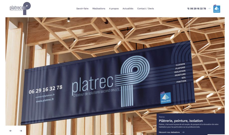 WordPress version responsive PC pour Platrec