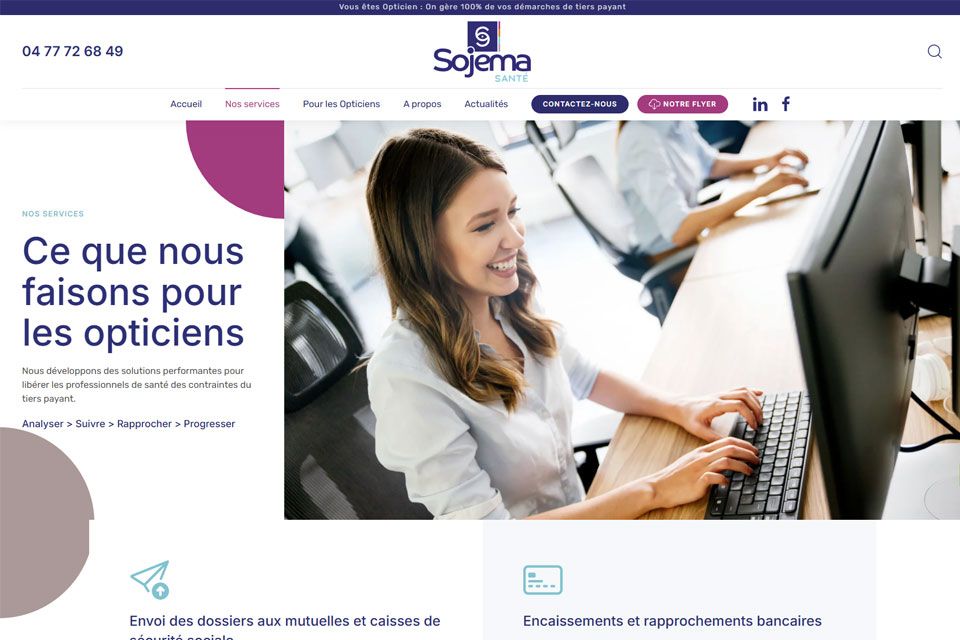 Exemple N°1 de page WordPress pour Sojema