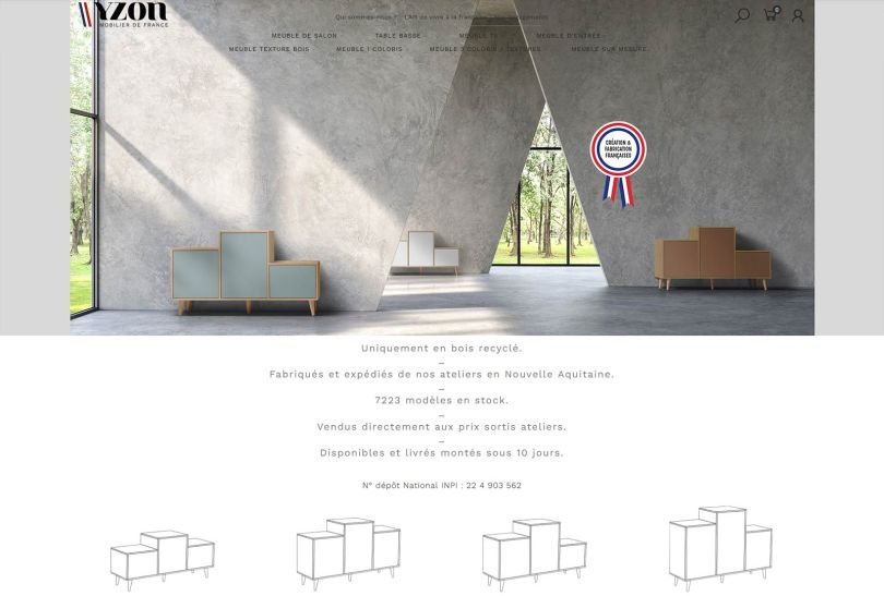 Création d'un site Prestashop 1.8.X pour YZON - Mobilier de France