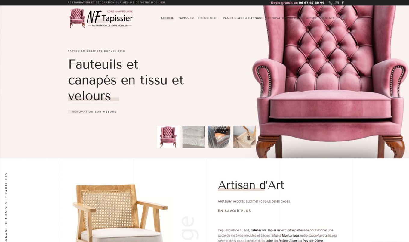 WordPress version responsive PC pour NF Tapissier