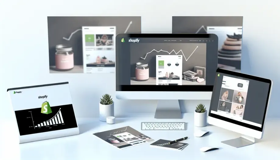 A digital store setup with Shopify branding showing growth potential.