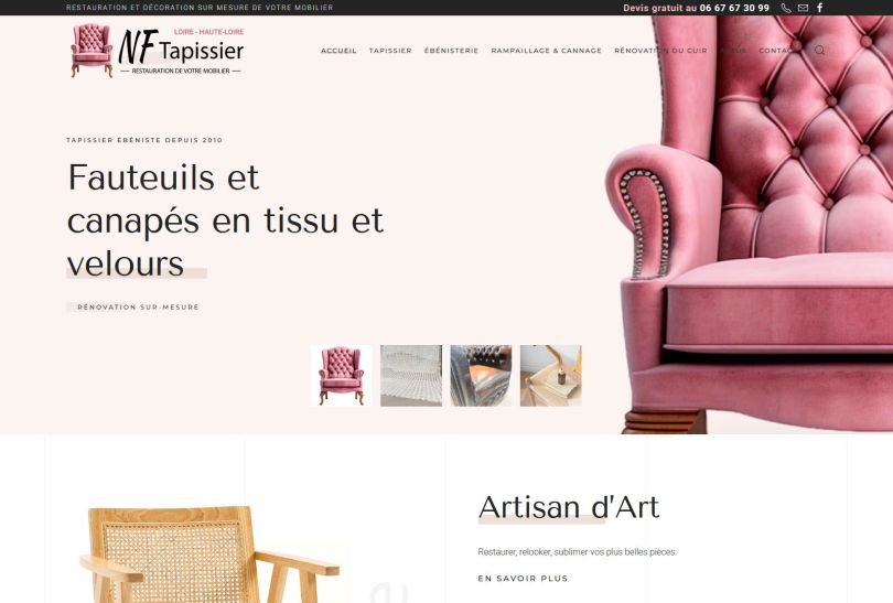 Création d'un site WordPress pour le tapissier décorateur NF Tapissier à Pouilly-les-Feurs (42)