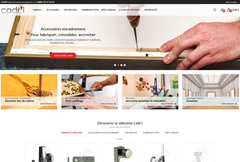 Création d'un site pour la vente d'accessoires pour l'encadrement