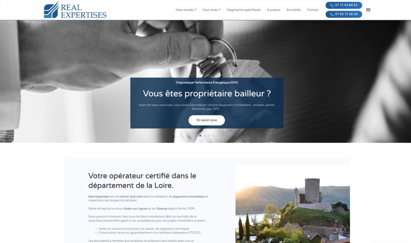 WordPress version responsive PC pour Real Expertises