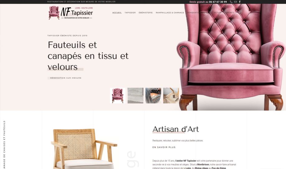 WordPress version responsive PC pour NF Tapissier