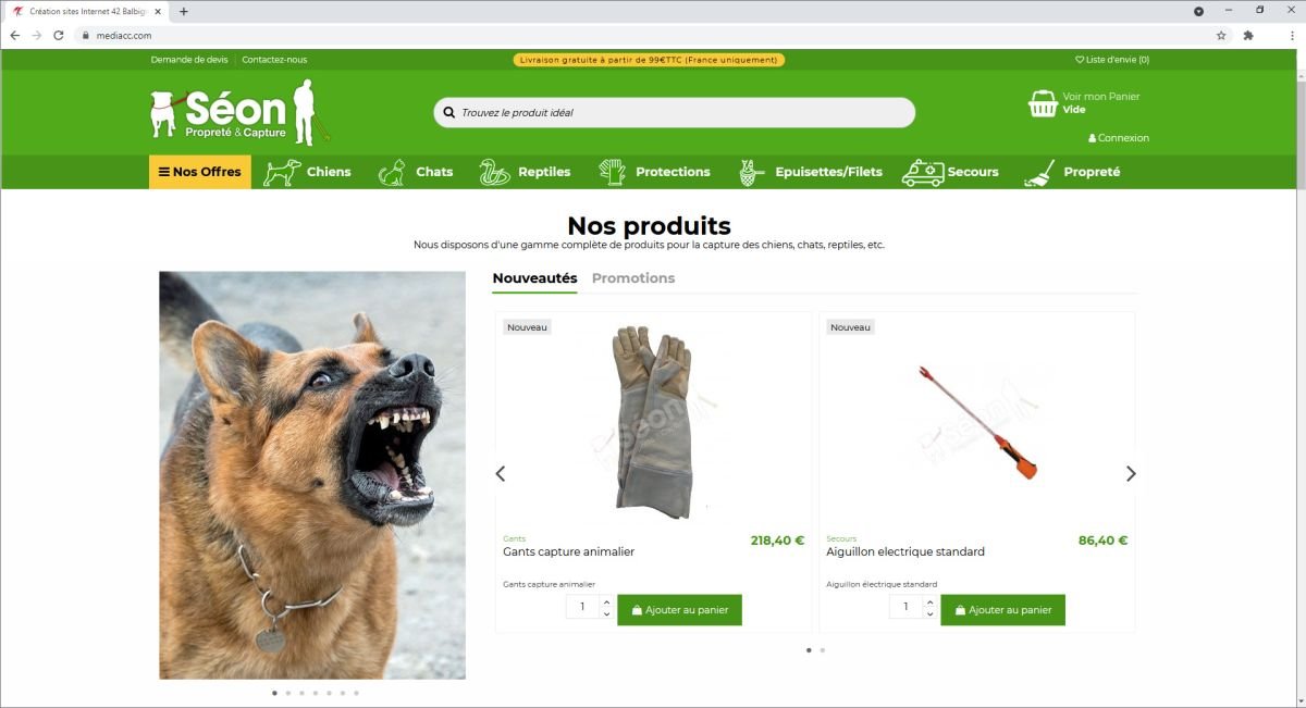 Création de site internet avec une place de commerce